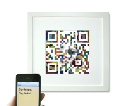Inspirational art, Graduation gift, Dorm decor - "Stay Hungry. Stay Foolish." or personalized message for additional 5 dollars - QR code