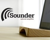 Sounder, the wooden ipad stand / ipad dock and natural amplifier that doubles the volume