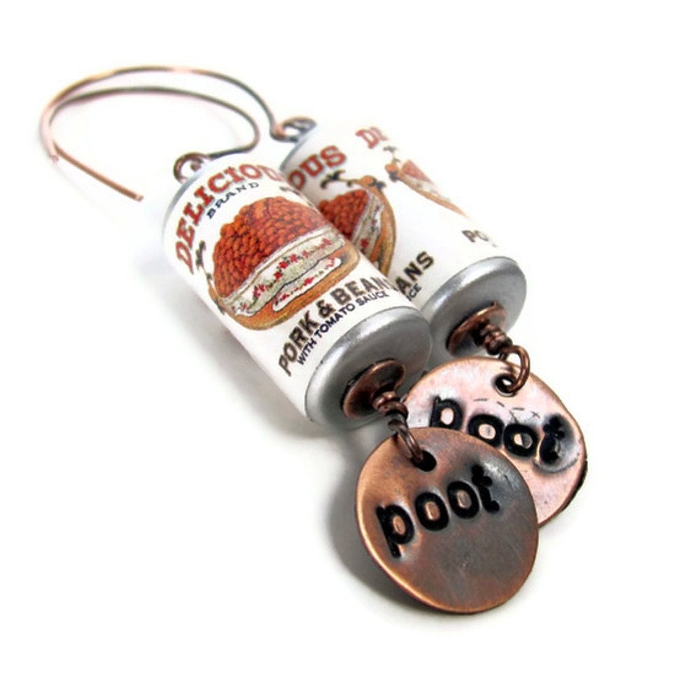 BEANFEST funny earrings silly weird cowgirl by OneEyeCatStudio