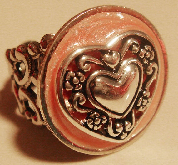 Silver heart filigree ring adjustable