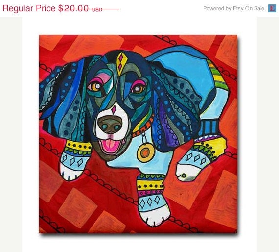 SALE ENDING - Cockerpoo Dog Art Tile dog coasters - Dog Gifts - Black Red Yellow Ceramic Tile - Dog-Modern Abstract Print on Coaster