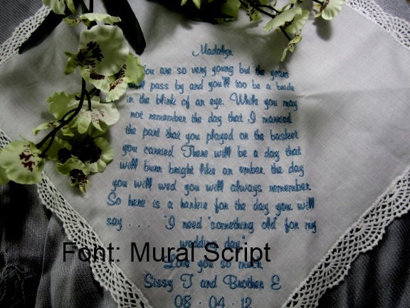 Your Custom Flower Girl Wedding Hankie Personalized Just for You for Your Special Day.  Lace and Love to a very special flower girl