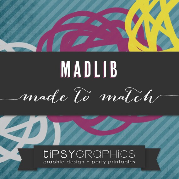 MadLib. Baby or Bridal. Printable ADD ON. Made to Match any Tipsy Graphics Design. Mad lib. AdLib Il_570xn