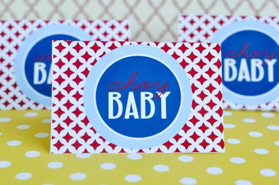 Blue & Red Nautical Baby Shower PRINTABLE Food Tent Cards by Love The Day Il_570xn