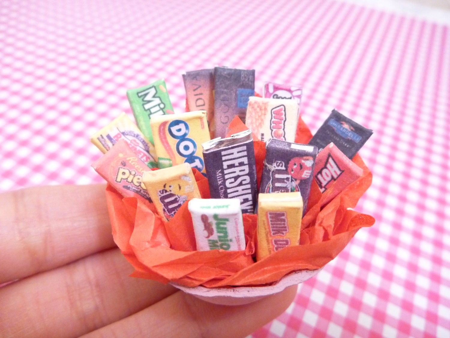 Miniature Dollhouse Assorted Candy and Chocolate Basket