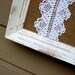 Framed Country Chic Burlap and vintage Lace Bulletin Board, Cottage Chic, distressed, painted frame, Rustic Fall Wedding, 21 x 27 inches