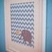 8x10 nursery print: blue chevron and grey elephant with heart