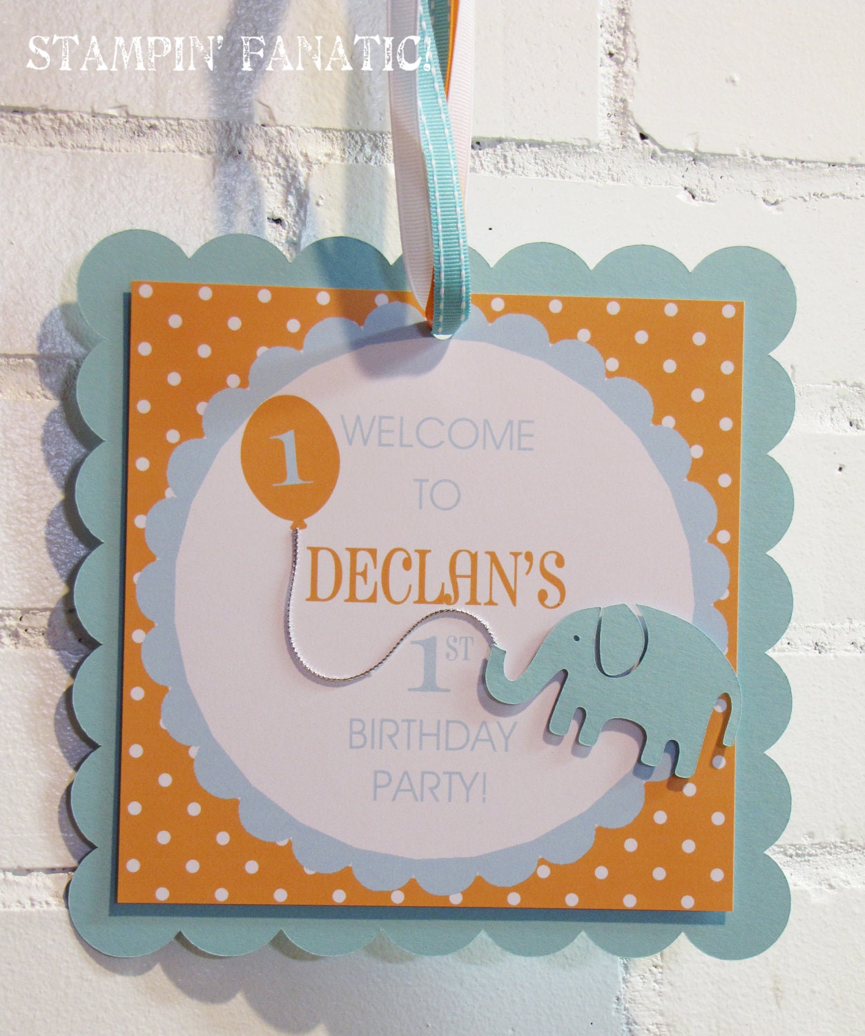 Sweet Little Peanut Collection: Custom Square Scallop Door Sign. Elephant First Birthday. Elephant Baby Shower. Il_570xn