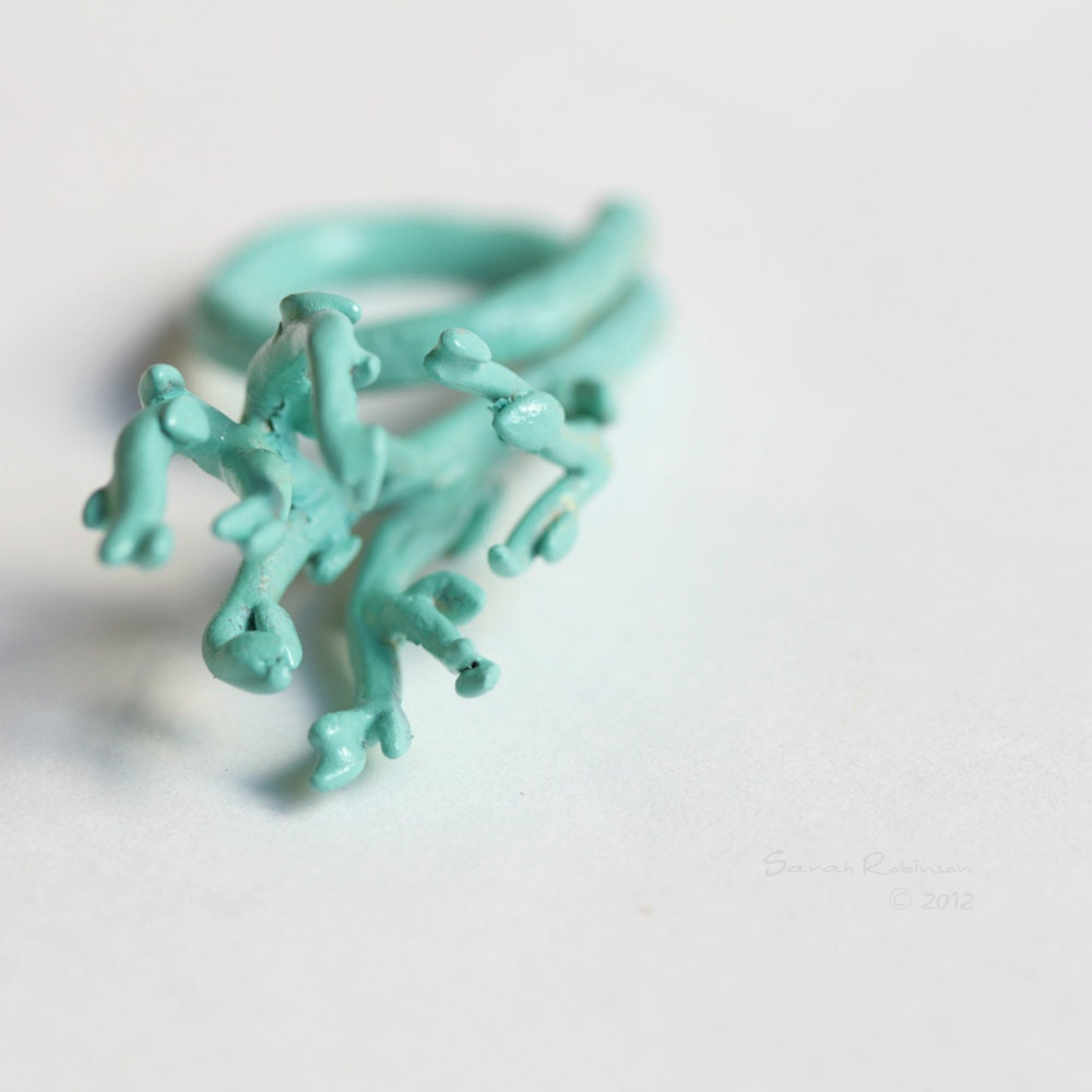 Mint Tree Branch Ring Green Enamel Brass