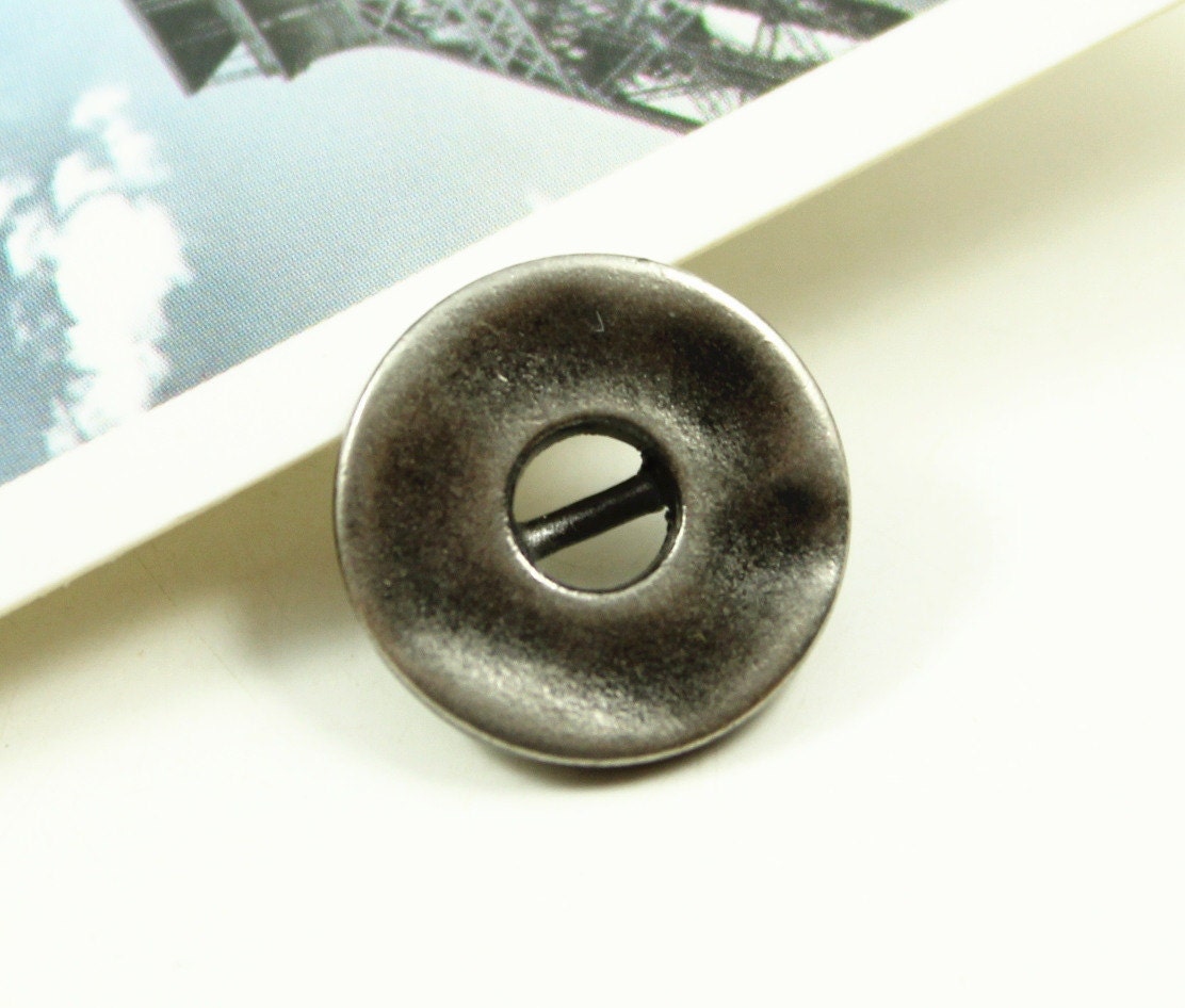 Lot 10 Simple Straight Bar Shank Gunmetal Buttons. 0.59 inch