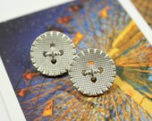 Lot 10 Mesh Surface Silver Buttons,With Imitation 4 Hole Design.Self Shank. 0.71 inch