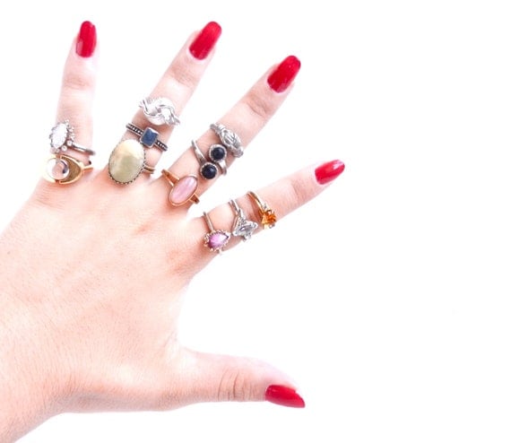 Vintage Ring Lot - Huge Costume Jewelry Destash of 11 Rings - Pretty Fingers