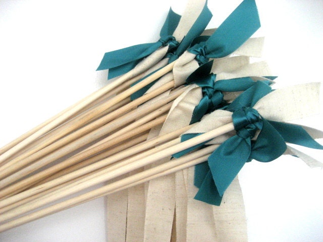 Featured in CONTEMPORARY BRIDE MAGAZINE 75 Wedding Wands: Rustic Jute Ribbon with Satin Ribbon Ties