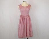 50s Striped Dress - Red & White Taffeta - small
