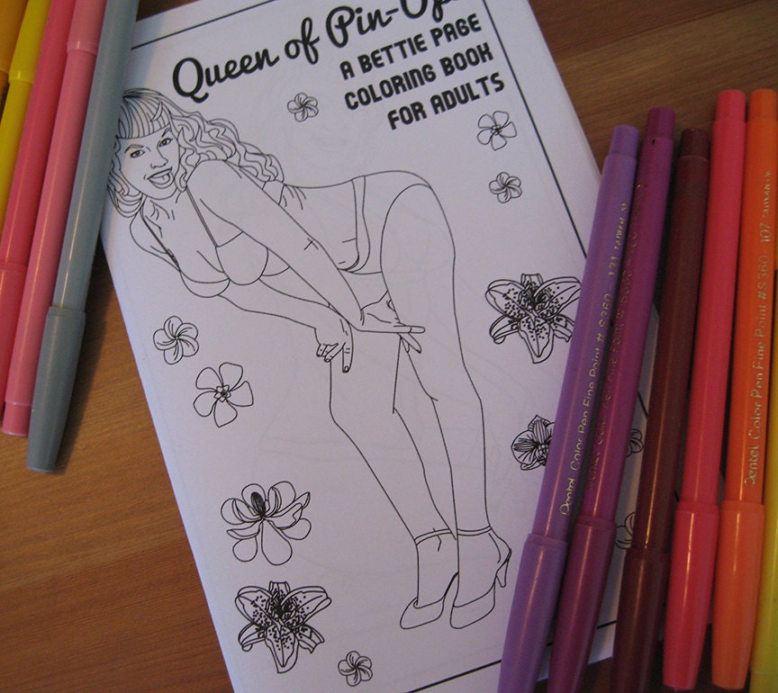 Queen of Pin-Ups - a Bettie Page Art Coloring Book for adults from Scarlet Tentacle