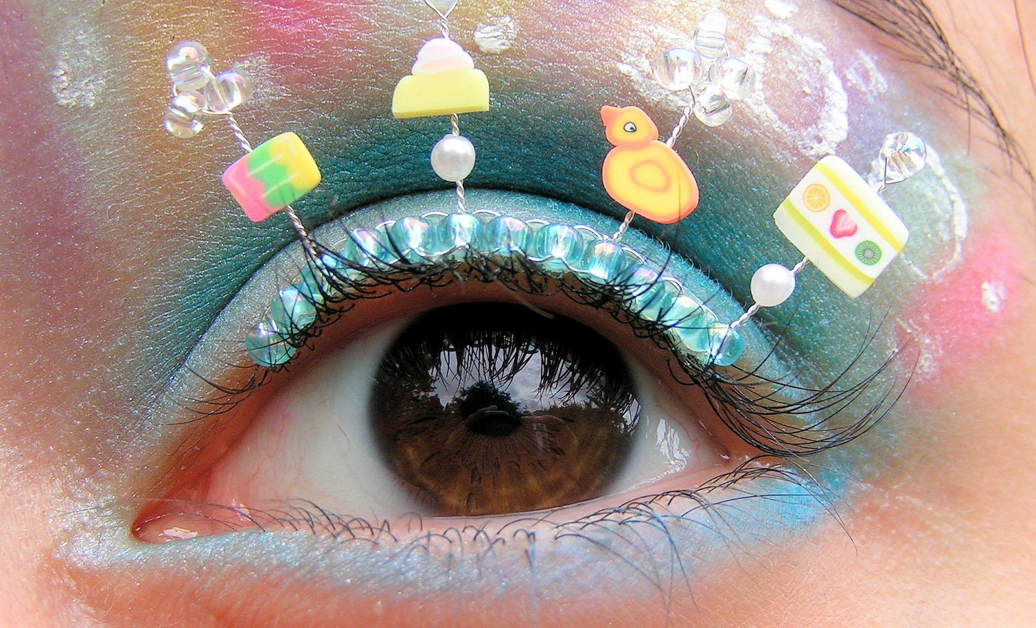 Bubble Bath Eyelash Jewelry - false eyelashes with rubber ducks and soap suds