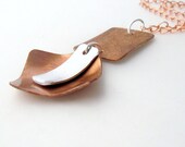 Copper and Stainless Necklace, Geometric Mixed Metal Fashion, Modern Boho