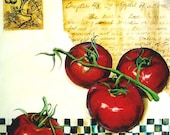 Love Apples ORIGINAL painting by Felix Eddy -Red Tomatoes on checkerboard