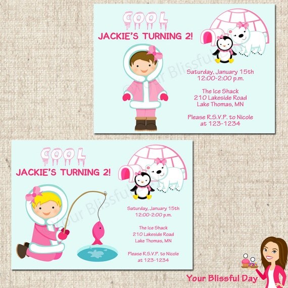 PRINTABLE Arctic Girl Party Invitations (Character of your choice) Il_570xn