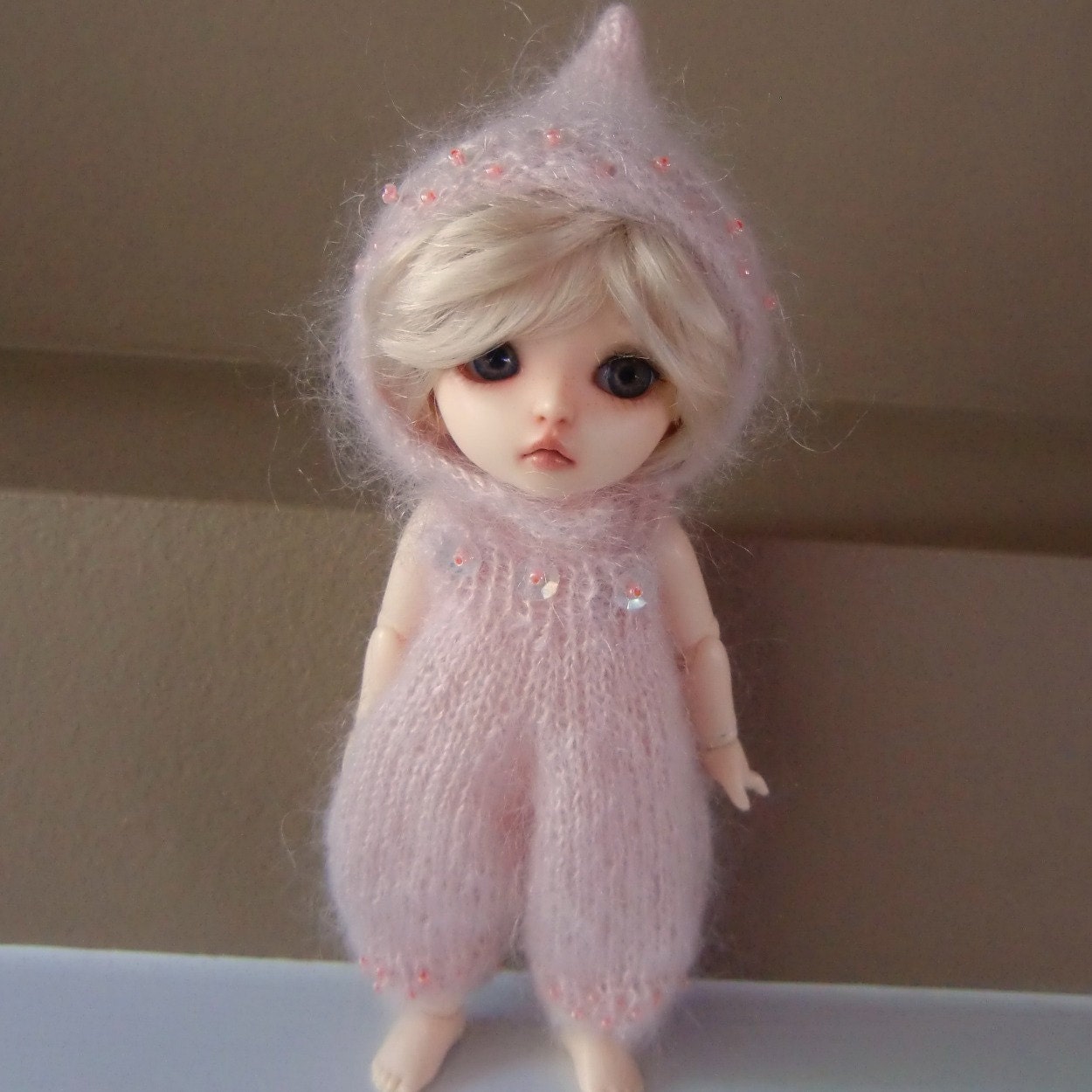 Pink Kidsilk Beaded Romper and Pixie Hat for Lati Yellow and Pukifee