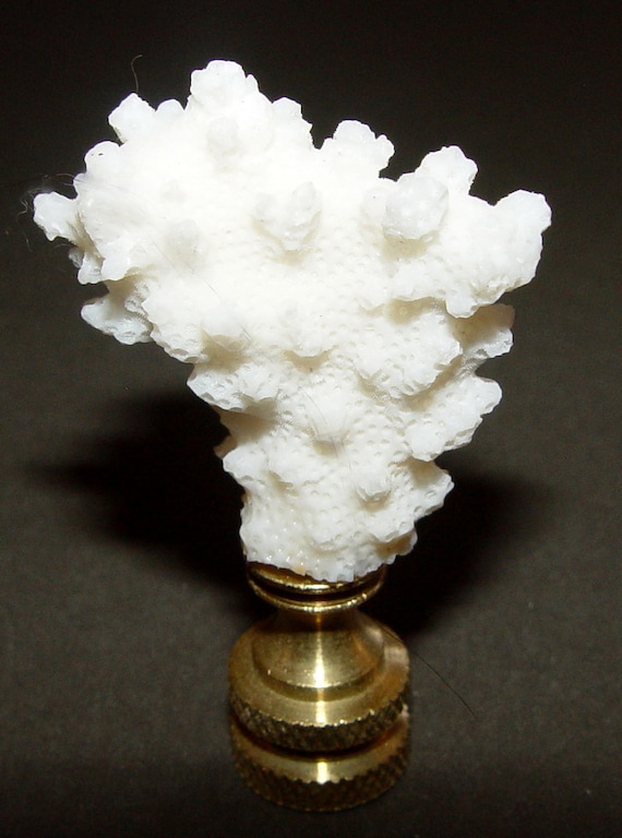 Seashell Natural White Sea Coral Lamp Finial by LandiDesigns