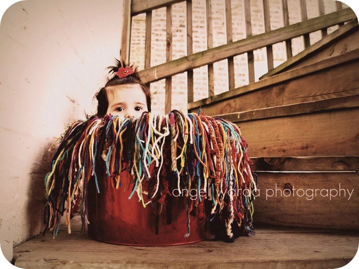 Yarn Fringe Baby Blanket Photo Props, also Hammock. 'Magic Carpet'