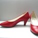 Vintage red leather brogue wing tip pumps size 39 / 8.5