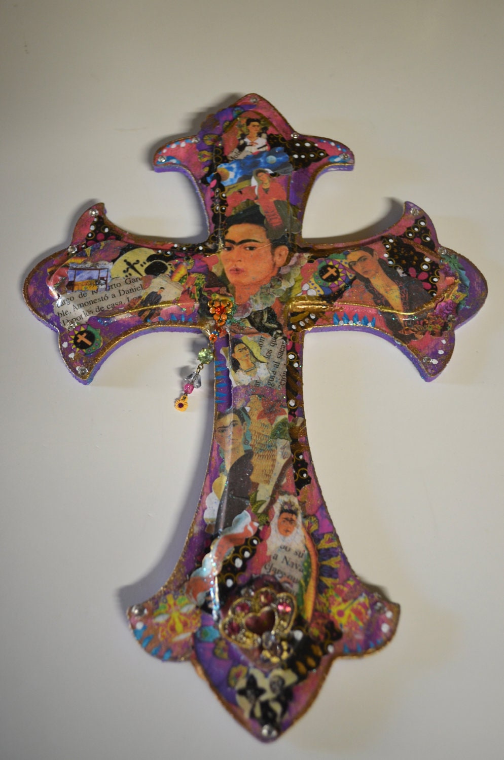 Frida Kahlo Crucifix-Cross -Wood Mixed Media