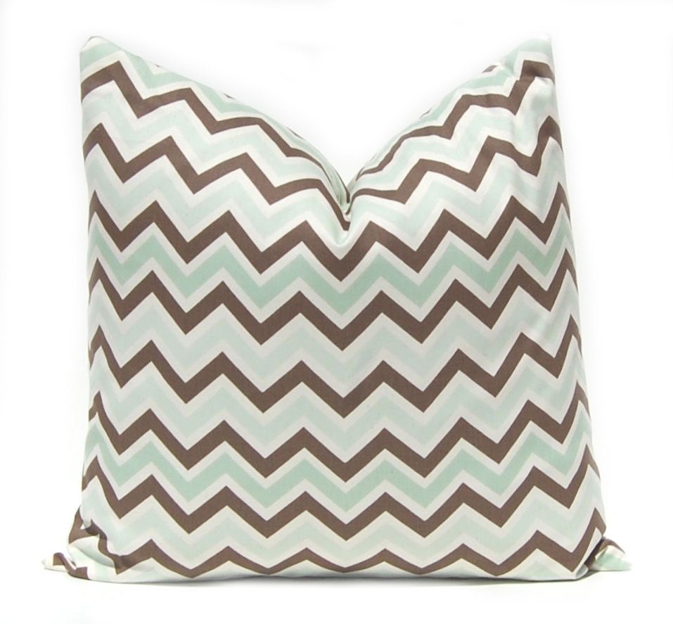Items similar to Chevron Pillow Cover Decorative Throw Pillow Cover ONE All Sizes Mint Green and ...