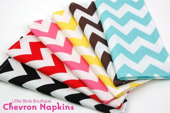 Cloth Napkins 15 Inch Set of 4 in your choice of Black Red Pink Yellow Brown or Turquoise