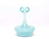Miniature Handled, Blue & White Striped Vase