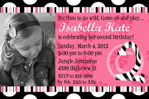 Zebra Printable Photo Invite for Birthday Party or Baby Shower DIY Wild Thing Invitation by BeeAndDaisy Il_170x135