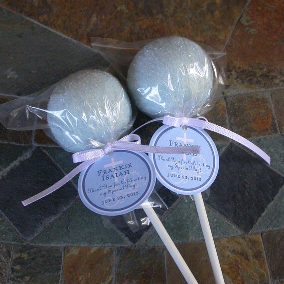 Baptism Favor Tags for cake pops, lollipops and cookie favors - 1.5 inch custom personalized tags (25) Il_570xn