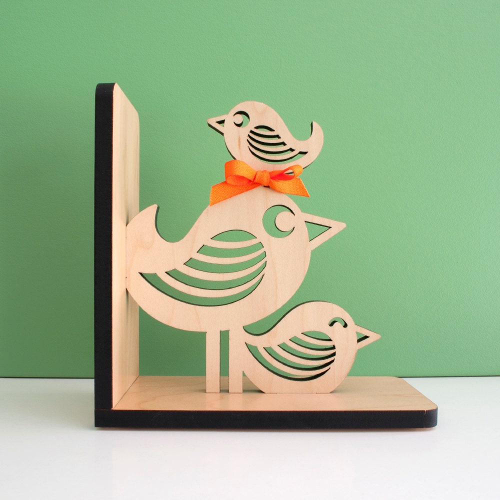 Bird Stack Wooden Animal Modern Bookend