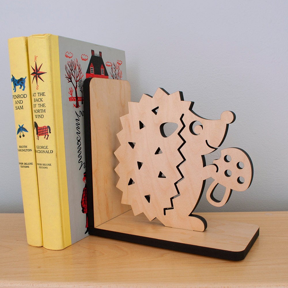 Hedgehog Bookend Wood Modern Baby Nursery by graphicspaceswood