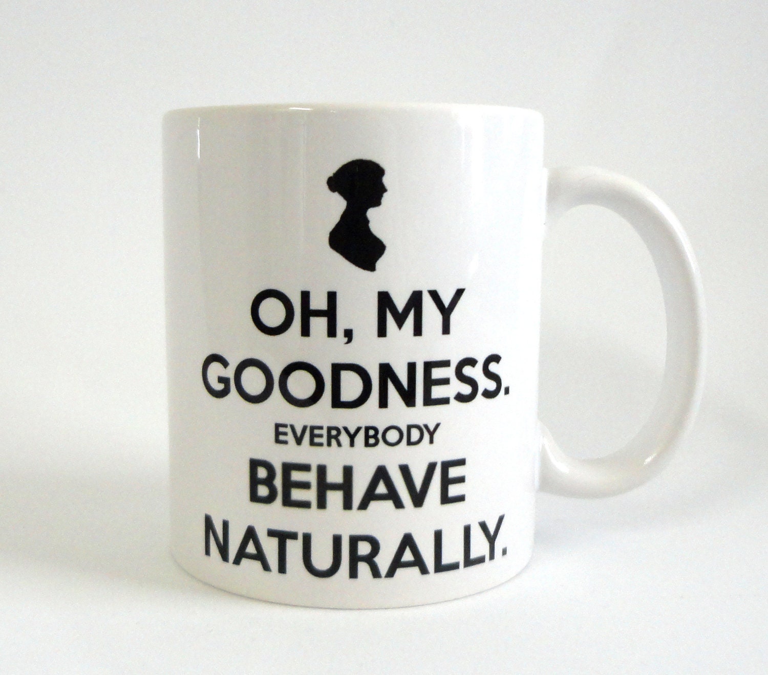 Mrs. Bennet White Ceramic Mug - Inspired by Pride and Prejudice