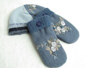 Felted Wool Sweater Mitten & Hat Set Made from Recycled Upcycled  Sweaters, Fleece Lined, Custom Knit Wool Cuff Size Adult M/L - 6