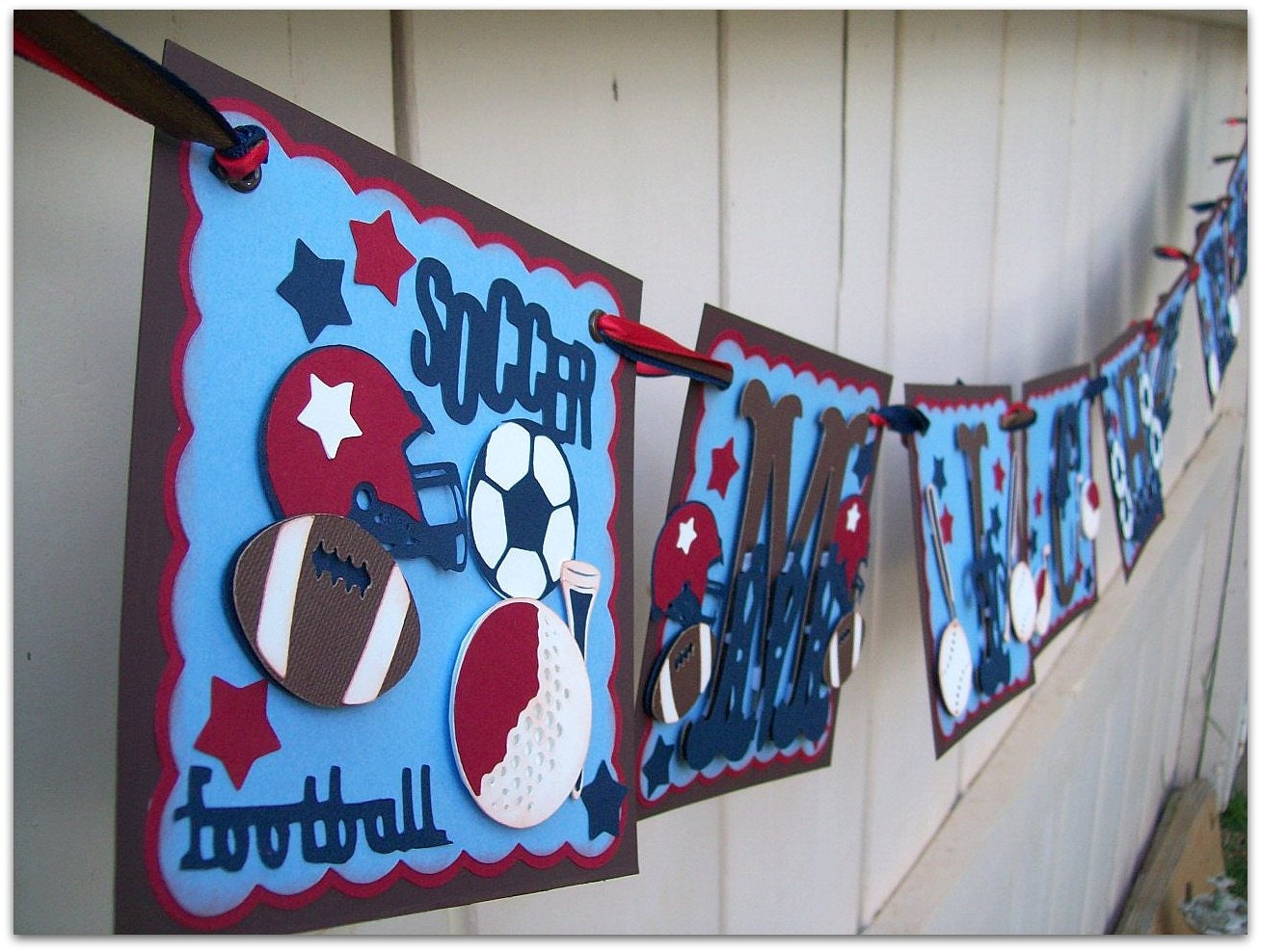 Handmade Banner - Custom made - GO GREEN - Name Banner Happy Birthday Baby Shower