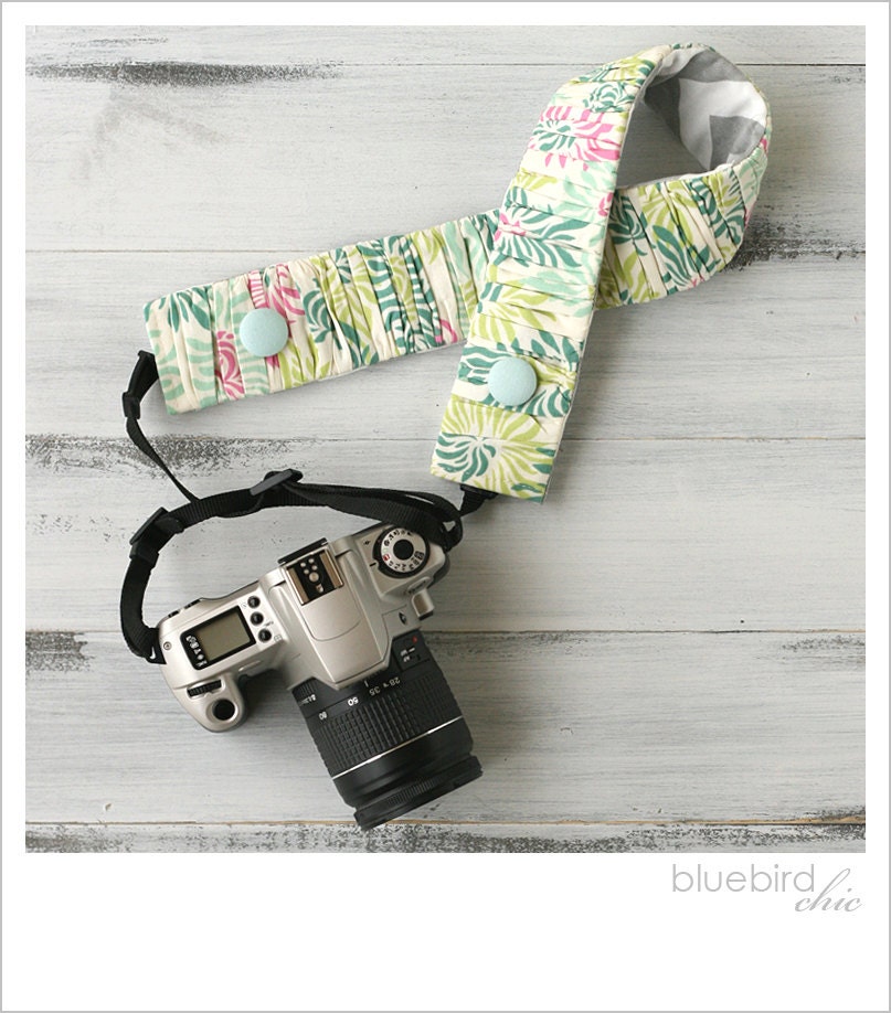 ruched camera strap cover - winter frost
