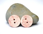 Pretty Pink Buttons a pair of vintage lace ceramic Round buttons soft pink