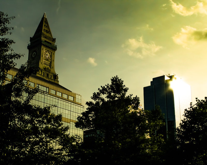 BOSTON CITY SKYLINE at Dusk, Fine Art Photography, Massachusetts Print, Buildings, Boston Art, Skyline Photo, City Print,