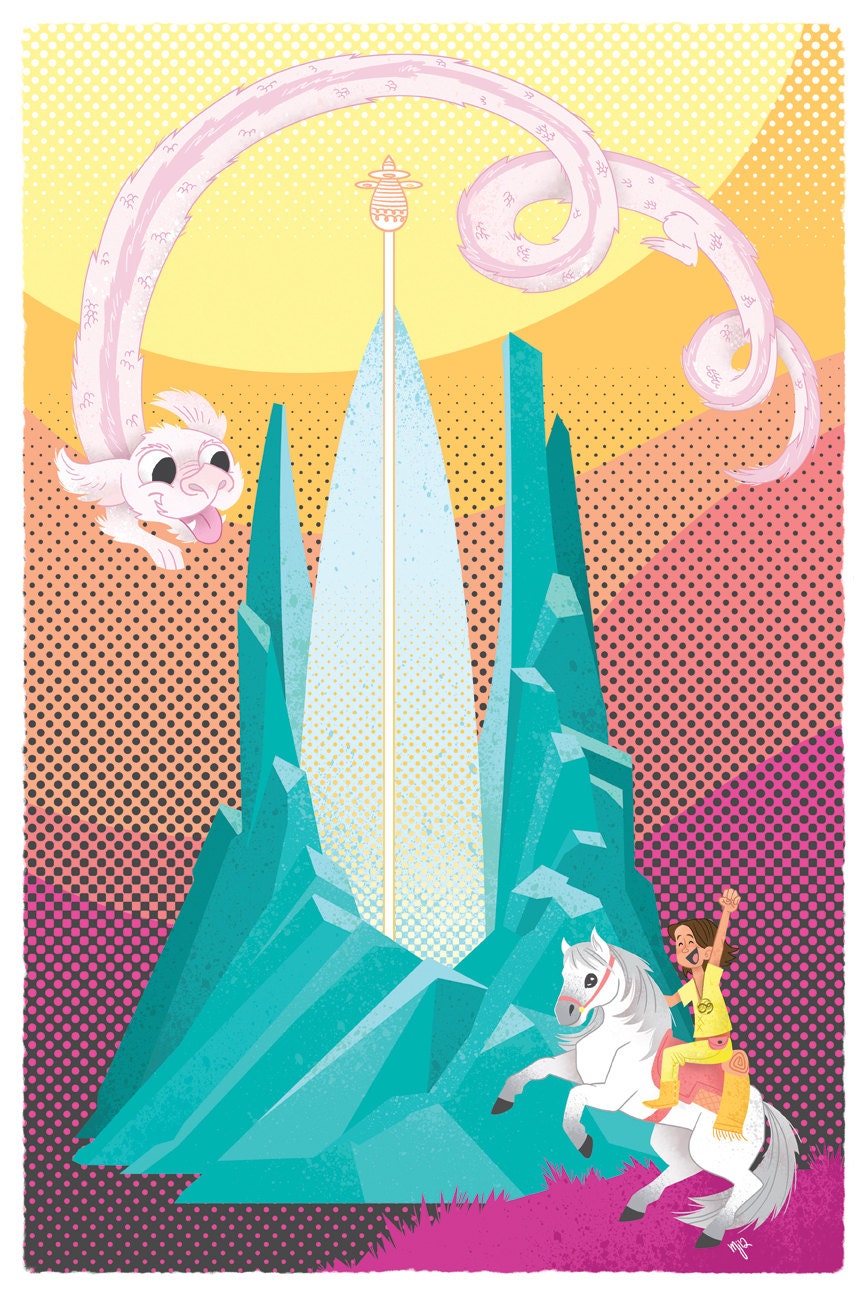 Neverending Story Falcor and Atreyu 12x18" art print