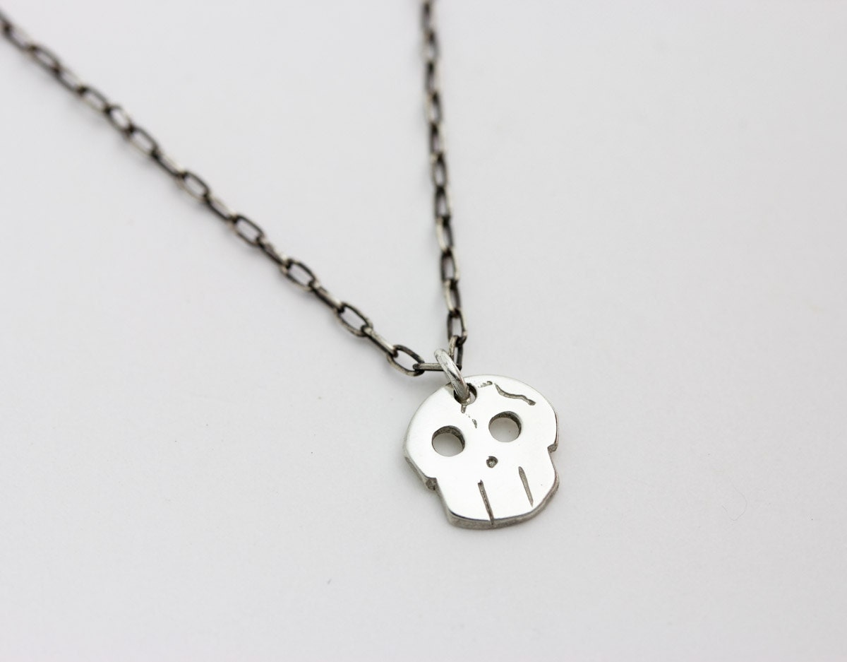 Fractured Skull Necklace - Silver