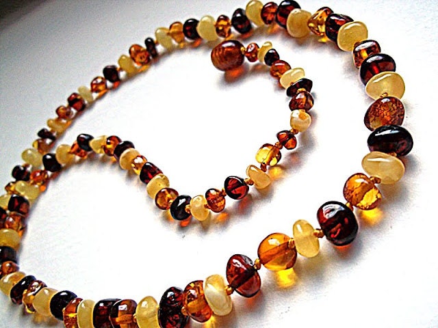 Multicolor Baltic Amber Necklace 18.5 inches.