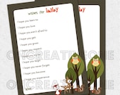Well Wishes, I hope You, Baby Shower Game, Printable Woodland Animals, Friends, Fox, Deer, Owl, Squirrel, Digital File