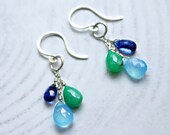 RIVIERA - chalcedony chrysoprase kyanite sterling silver earrings