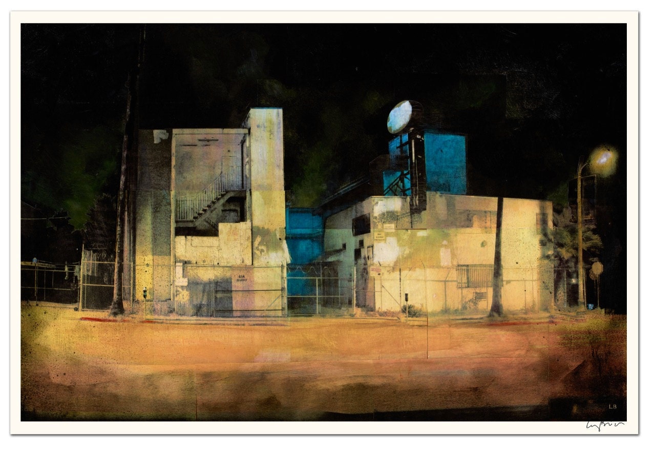 FORSAKEN off SUNSET JUNCTION - Cityscape Art Lithograph - 15 x 22" - Signed by the artist