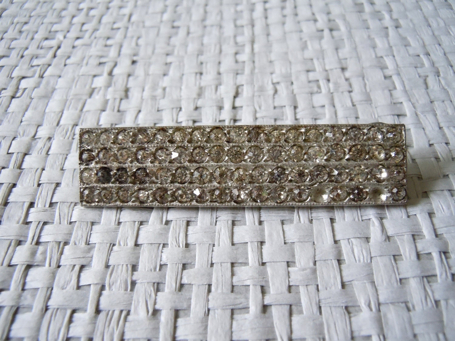 30's Paste Pin, Deco Rhinestone Pot metal Brooch, Art Deco Hollywood Jewelry