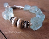 Asymmetrical Aqua Quartz Sterling Silver Bracelet