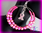 Pretty in Pink Handmade Breast Cancer Awareness hoop earrings